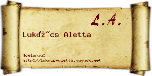 Lukács Aletta névjegykártya