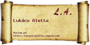 Lukács Aletta névjegykártya